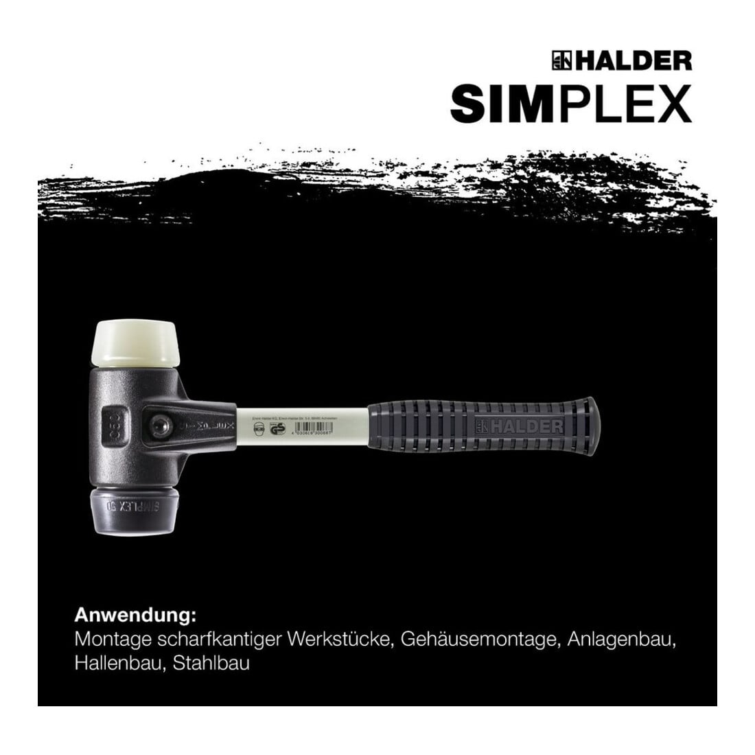 Halder SchonhammerSimplex Fiber. 80mm Gummi/Nylon