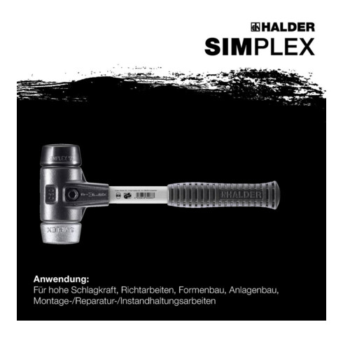 Halder SchonhammerSimplex Fiber. 80mm Gummi/Weichm.