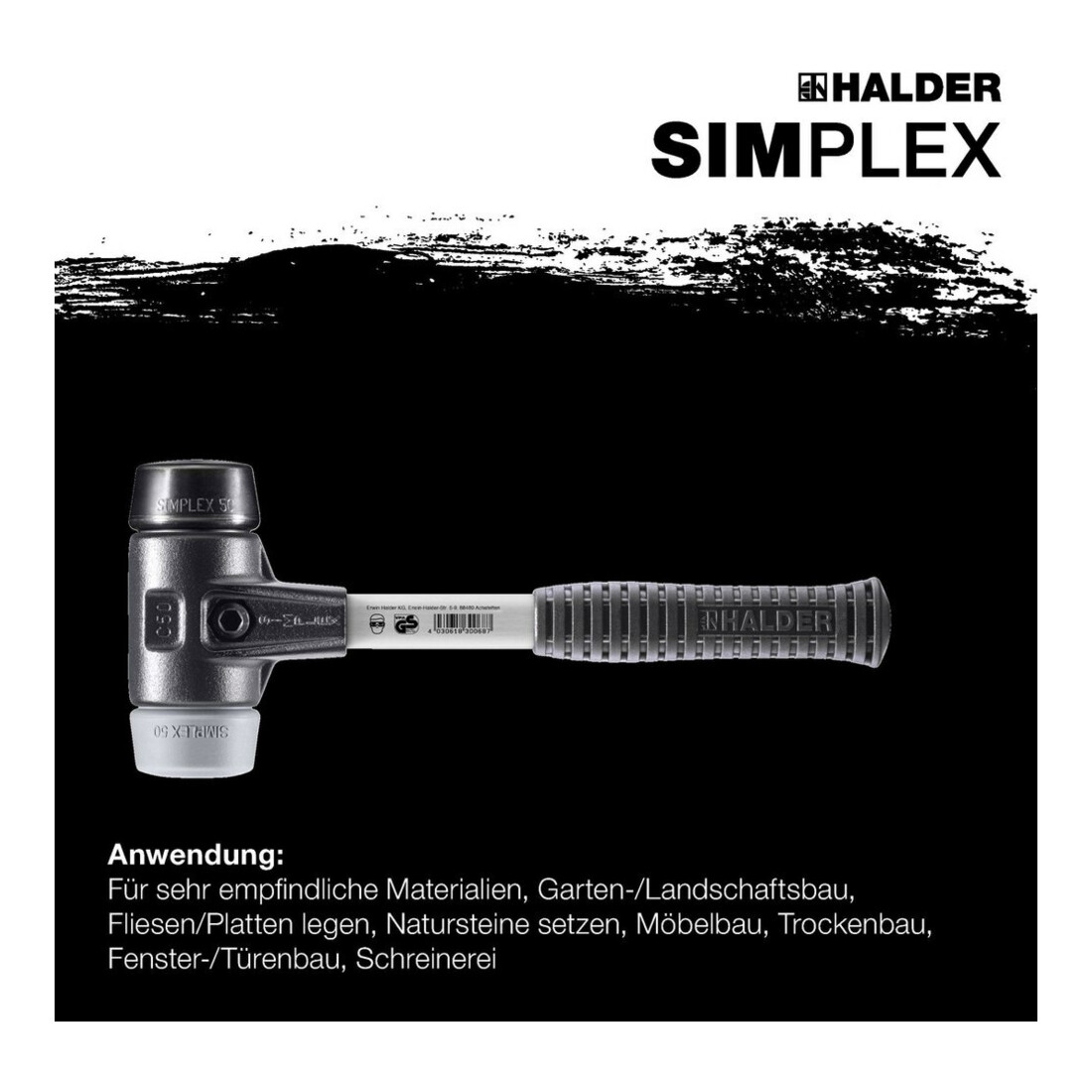 Halder SchonhammerSimplex Fibre 40 mm Caoutchouc/TPE-moyen