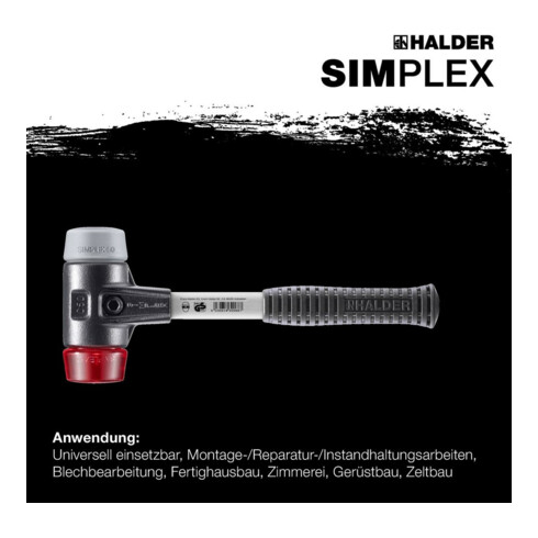 Halder SchonhammerSimplex Fibre. 50 mm TPE-milieu/Plast.