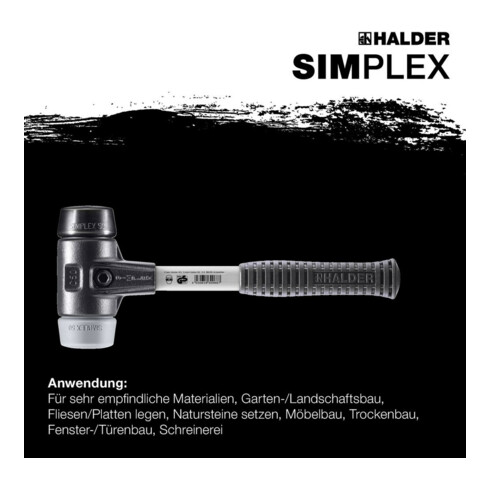 Halder SchonhammerSimplex Fibre. 60mm Caoutchouc/TPE-moyen