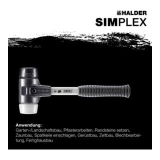 Halder SchonhammerSimplex Fibre. 80 mm Caoutchouc/Superplastique