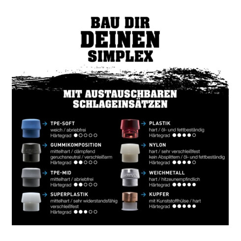 Halder SIMPLEX-Schonhammer Gummi-Kompositions-Einsatz, Stück 80 mm