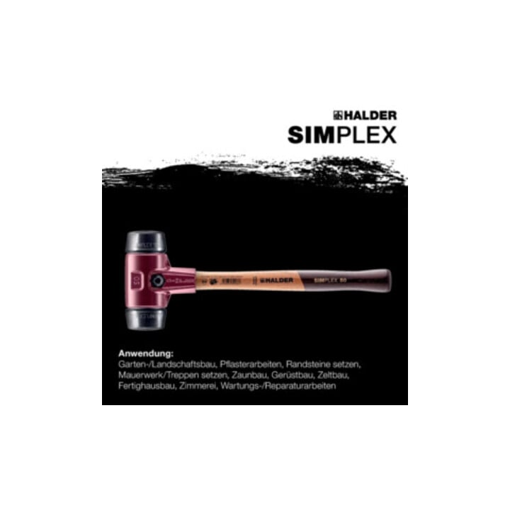 Halder SIMPLEX-Schonhammer mit Gummi-Kompositions-Einsätzen (schwarz) 30G mm