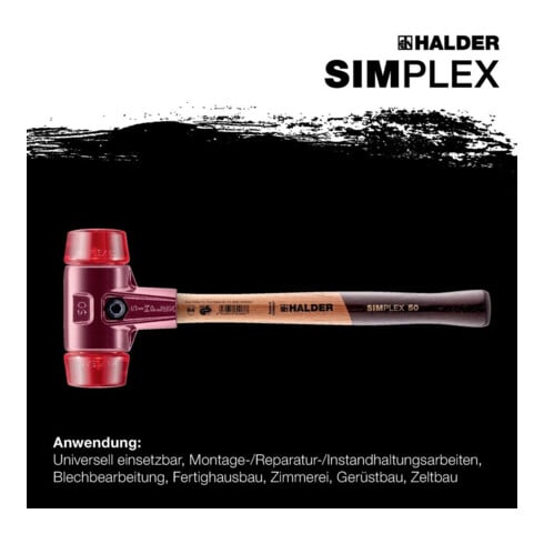 Halder SIMPLEX-Schonhammer mit Kunststoff-Einsätzen (rot) 30G mm