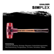 Schonhammer SIMPLEX L.405mm Kopf-D.60mm hart HO Plastik rot HALDER-2