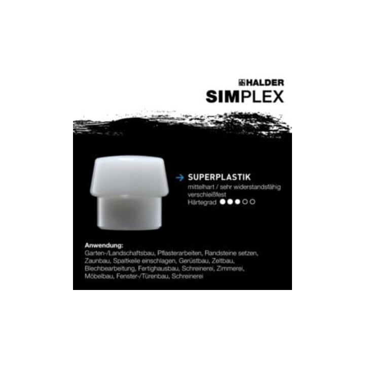 Halder SIMPLEX-Schonhammer mit Superplastik-Einsätzen (weiß) 30G mm