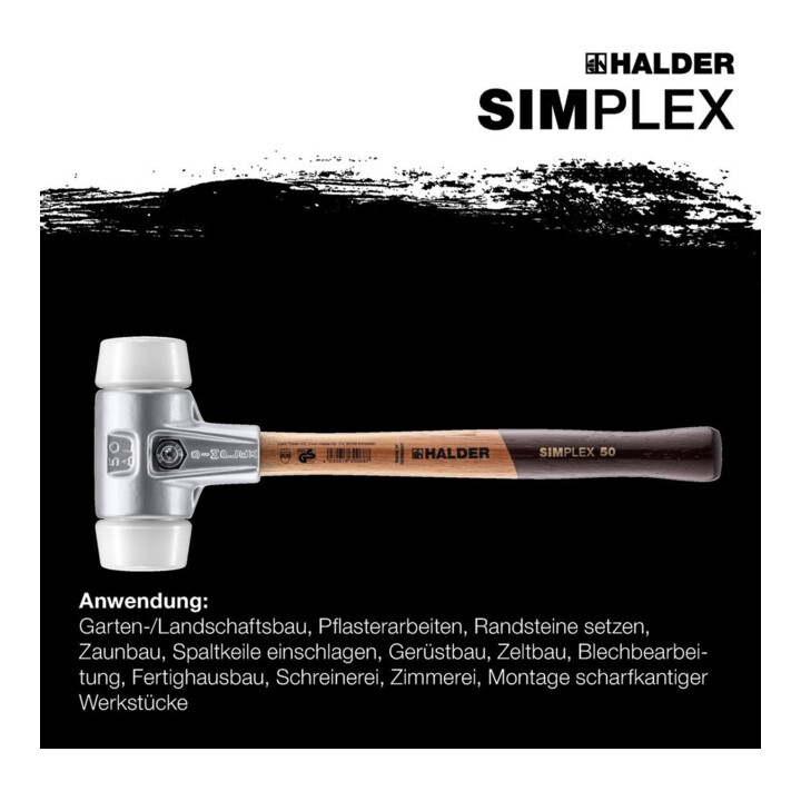 Halder SIMPLEX-Schonhammer mit Superplastik-Einsätzen (weiß) 40A mm