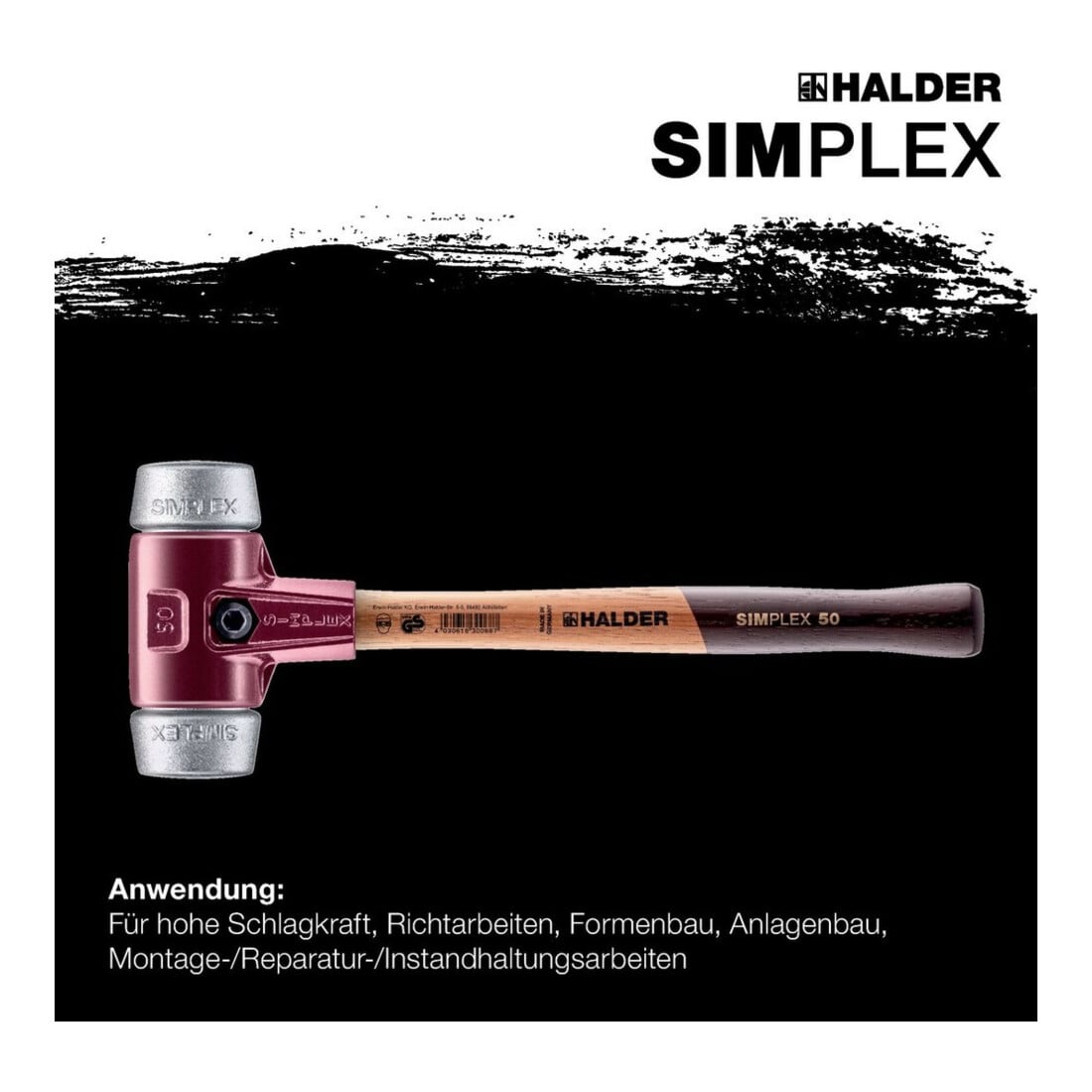 Halder SIMPLEX-Schonhammer mit Weichmetall-Einsätzen 50G mm