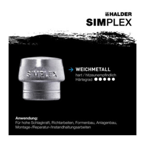 Halder SIMPLEX-Schonhammer mit Weichmetall-Einsätzen 60G mm