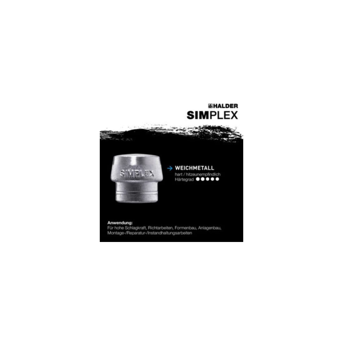 Halder SIMPLEX-Schonhammer mit Weichmetall-Einsätzen 60G mm