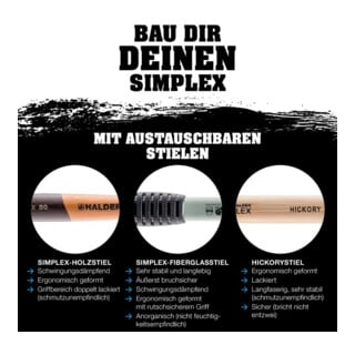 Halder SIMPLEX-Schonhammergehäuse ohne Einsätze, ohne Stiel 50G mm