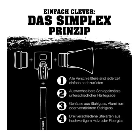Halder Spalthammer L.850mm Simplex Hickorystiel 4100g m.Stielschutz