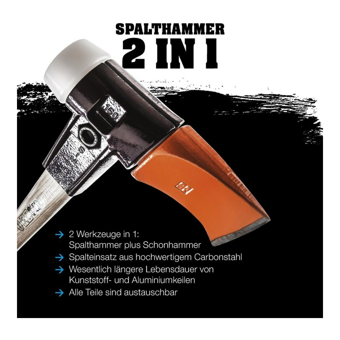 Halder Spalthammer L.850mm Simplex Hickorystiel 4100g m.Stielschutz