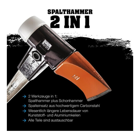 Halder Spalthammer L.850mm Simplex Hickorystiel 4100g m.Stielschutz