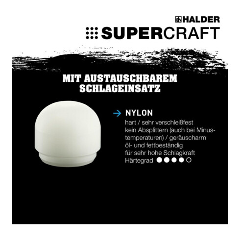 Halder SUPERCRAFT Tête de maillet de protection 25 mm Nylon arrondi