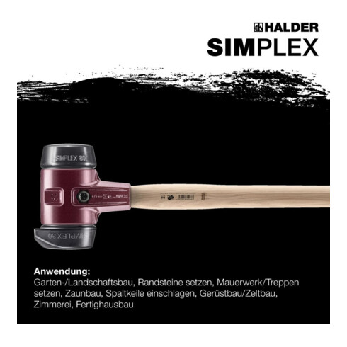 Halder Vorschlaghammer SIMPLEX 60mm Gummi m. Standfuss Stahlgussgehäuse