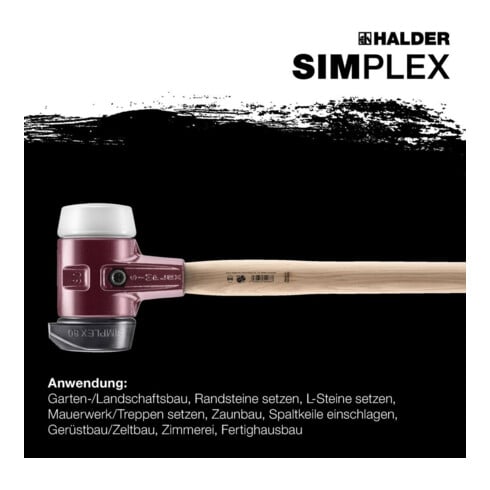 Halder Vorschlaghammer SIMPLEX 60mm Gummi / Superplastik m. Standf. Stahlgussgeh.