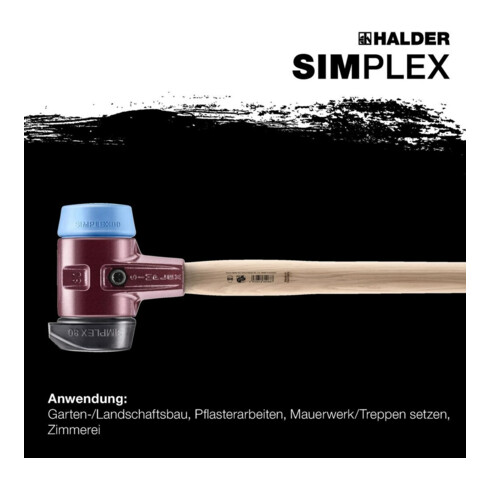 Halder Vorschlaghammer SIMPLEX 60mm Gummi / TPE-soft m. Standf. Stahlgussgeh.