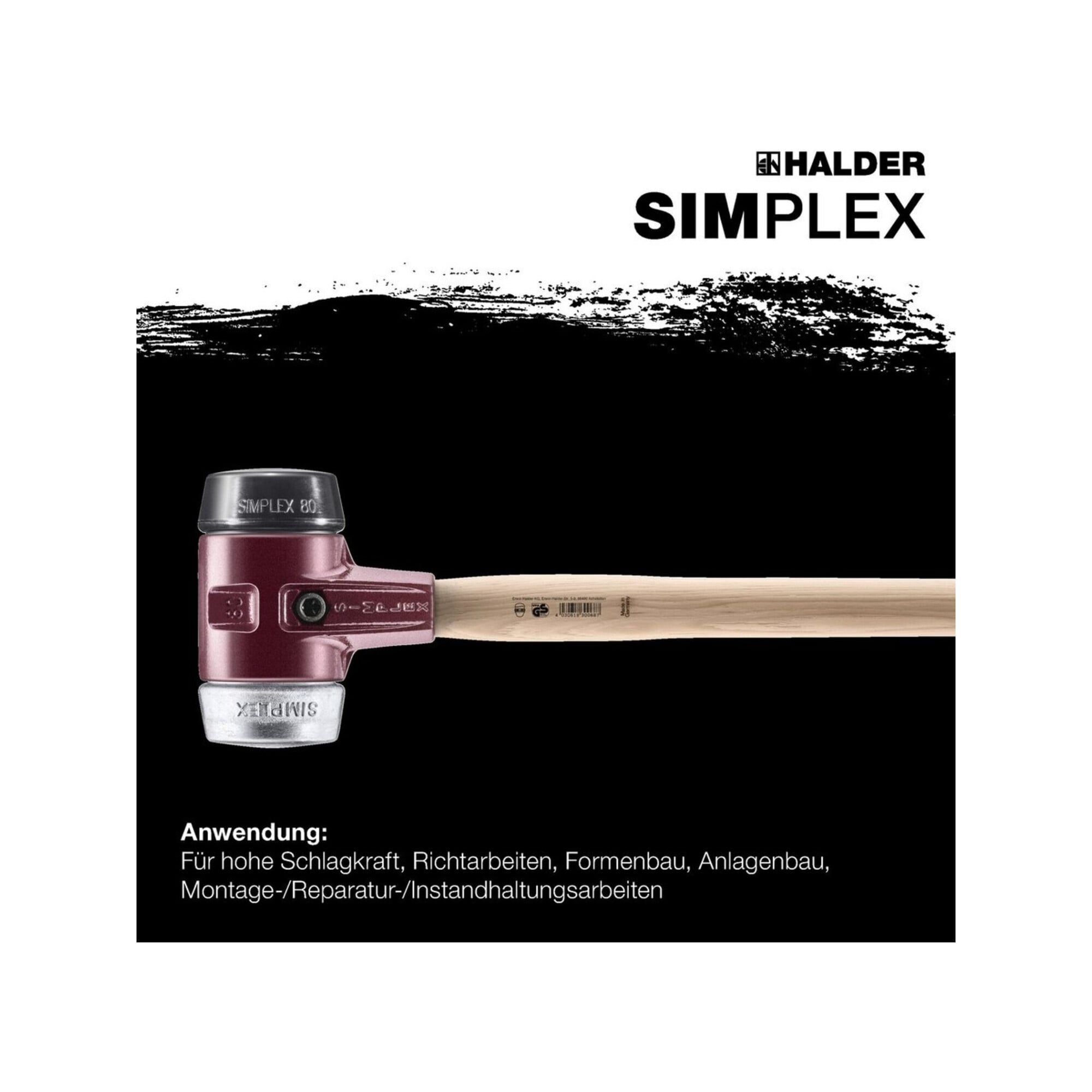 Halder Vorschlaghammer Simplex 80mm Gummi/Weichm.