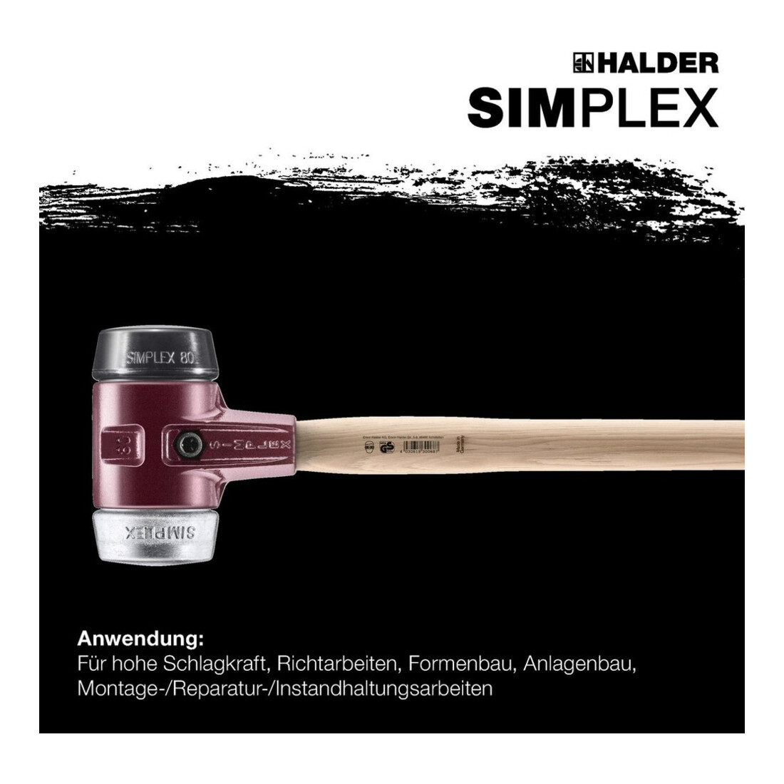 Halder Vorschlaghammer Simplex 80mm Gummi/Weichm.