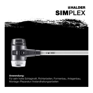 Halder Vorschlaghammer .Simplex Fiber. 80 mm Caoutchouc/Mou