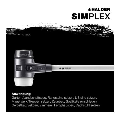 Halder Vorschlaghammer .Simplex Fiber. 80mm Gummi/Superpl.