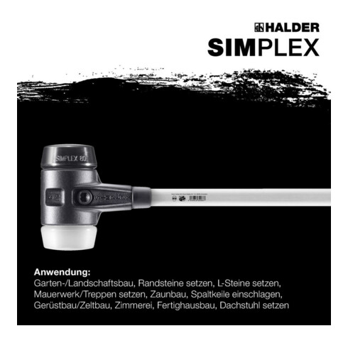 Halder Vorschlaghammer .Simplex Fiber. 80mm Gummi/Superpl.