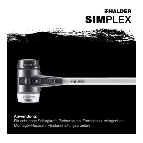 Halder Vorschlaghammer .Simplex Fiber. 80mm Gummi/Weichm.