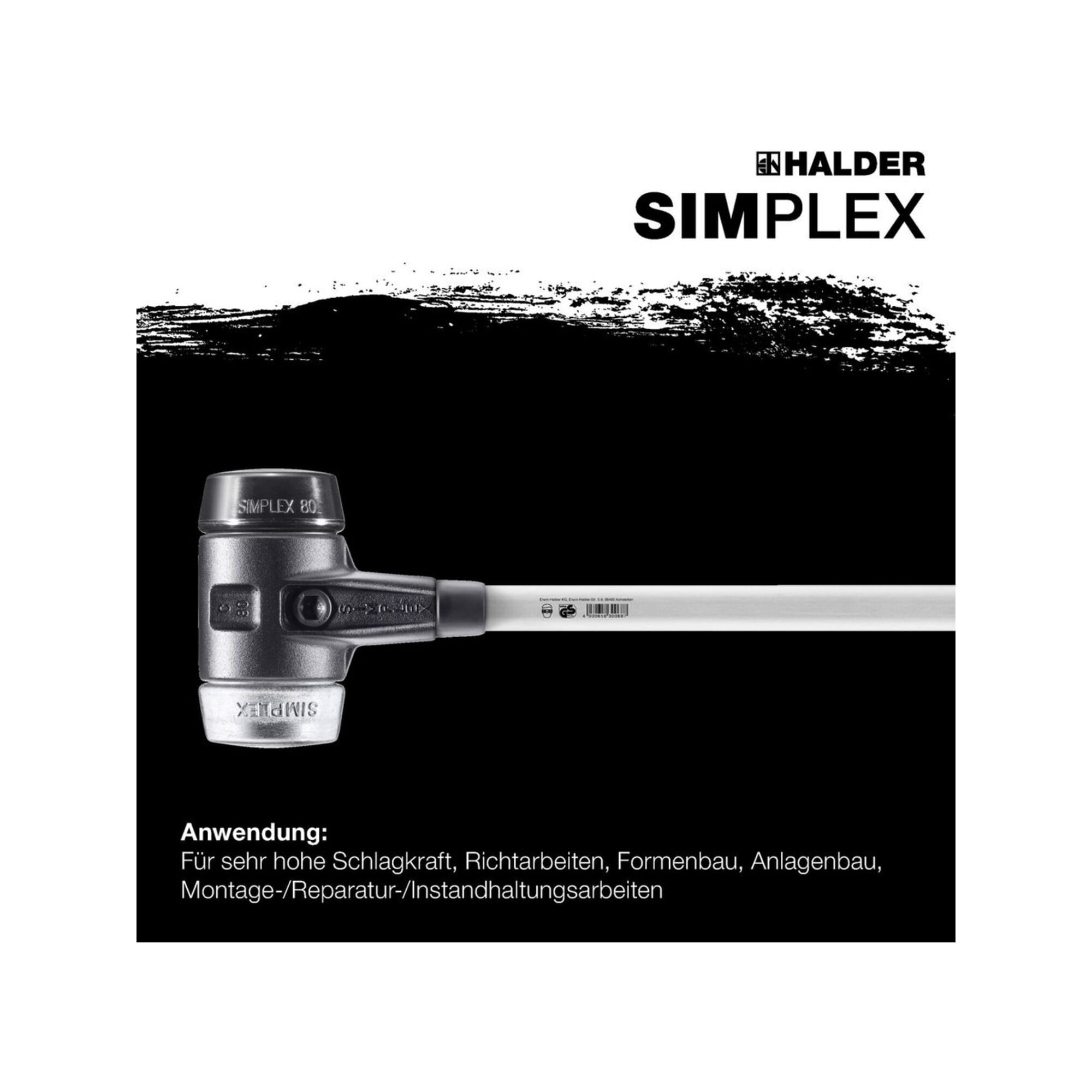 Halder Vorschlaghammer .Simplex Fiber. 80mm Gummi/Weichm.