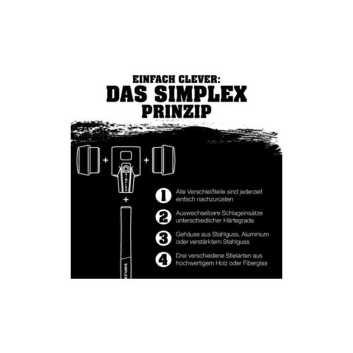 Halder Vorschlaghammer SIMPLEX Kopf-D.80mm L.800mm Superplast.weiß/Gum.schwarz mittelh.
