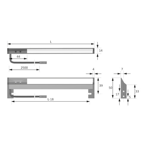 halemeier Innoline Plus nw 12V 3.2W L601-700mm mit IR Sensor