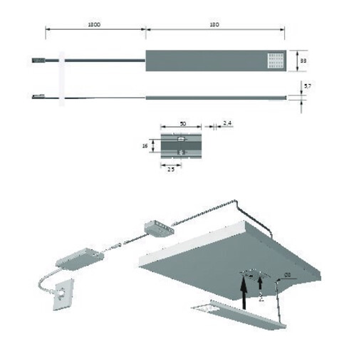 halemeier LED PowerSquare 180mm ww Alu, 12VDC, 1.8W, 1.8m
