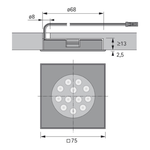 halemeier LED Sign Plus eck., Alu Opt.nw,12V,2.3W,IP44,2m
