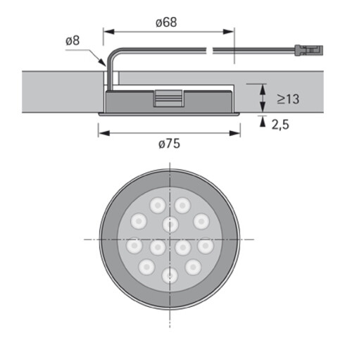 halemeier LED Sign Plus ru, Alu Op. nw, 12V, 2.3W, IP 44, 2m