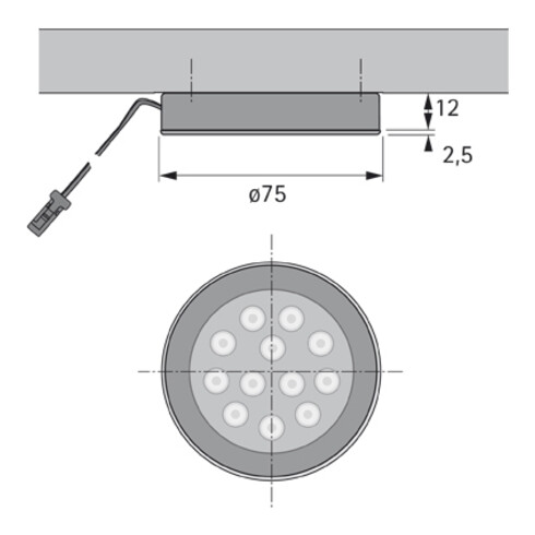 halemeier LED Sign Plus ru, Alu Op. nw, 12V, 2.3W, IP 44, 2m