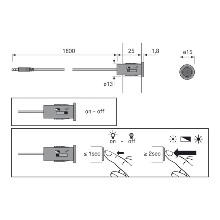 halemeier MultiSwitch Schalter / Dimmer 1.8m LTG