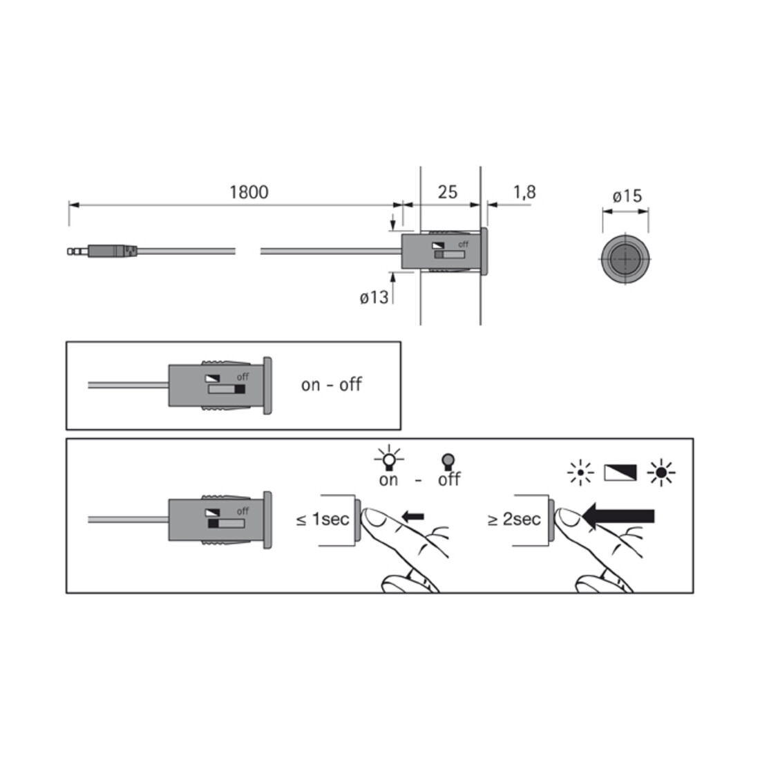 halemeier MultiSwitch Schalter / Dimmer 1.8m LTG