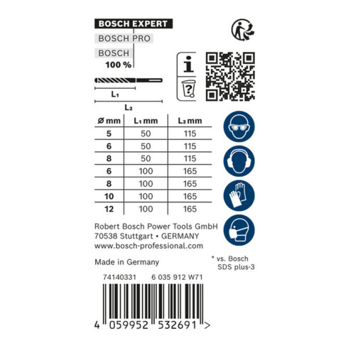 Hammerbohrersatz Expert SDS plus-7X 7-tlg.SDS Plus Ku.-Kass.m.Euroloch BOSCH