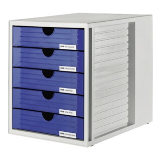 HAN Schubladenbox Systembox 1450-14 DIN C4 5Schubfächer bl