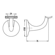 Handlaufträger 3506 Alu.silberf.elox.D.Wandplatte 56mm-4