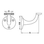 Handlaufträger 3507 Alu.silberf.elox.D.Wandplatte 56mm ger.Auflage HERMETA-4