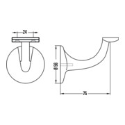 Handlaufträger 3508 Alu.silberf.elox.D.Wandplatte 56mm ger.Auflage HERMETA-4