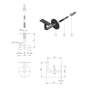 Handlaufträger VA ma D.Wandplatte 60mm ger.Auflage INTERSTEEL-4