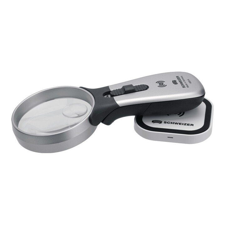 Handleuchtlupe Tech-Line Induktion Vergr.2x/4x LED Linsen-Ø 70/20mm SCHWEIZER