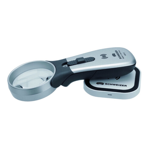 Handleuchtlupe Tech-Line Induktion Vergr.4x LED Linsen-Ø 55mm SCHWEIZER
