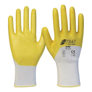 Handschuhe 03405 Gr.10 weiß/gelb PES m.Nitril EN 388 PSA II 12 NITRAS