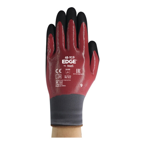 Handschuhe EDGE®48-919 Gr.11 weinrot/schwarz EN 388 PSA II 12 PA