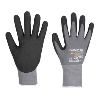 Handschuhe FlexMech 663 Gr.6 grau/schwarz Nylon/Elastan/Nitrilschaum 10 PA, 10 Stück