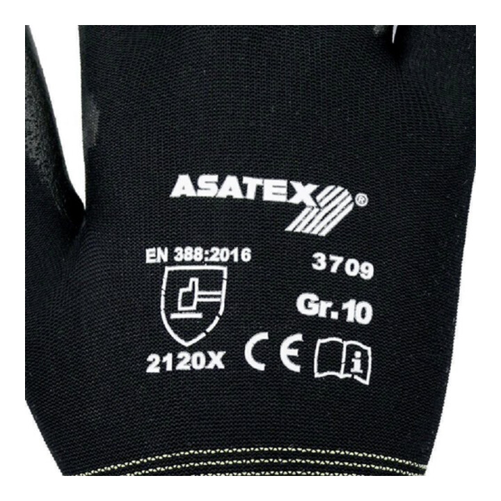 Handschuhe Gr.7 schwarz PA m.Soft-Polyurethan ASATEX